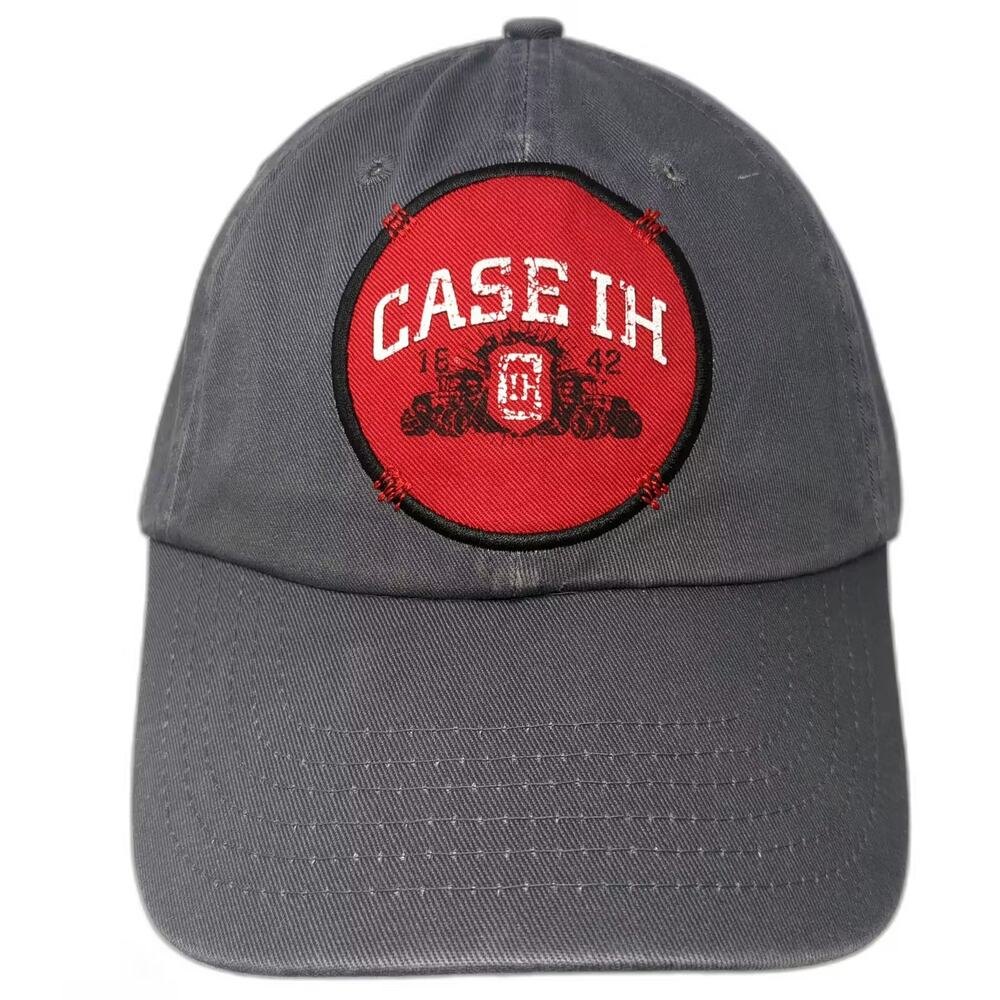 K-Products Case IH Agriculture Logo Baseball Cap Gray Strapback OSFM Hat Cotton